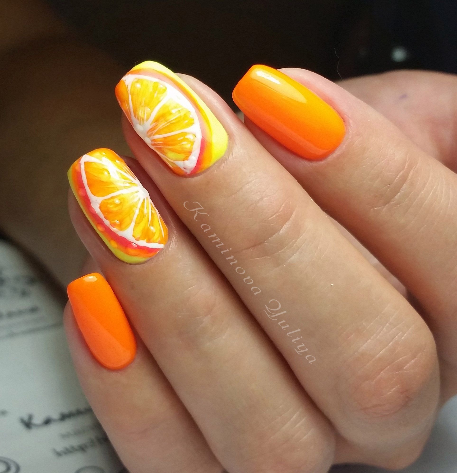 Дизайн Ногтей Оранжевого Цвета Фото