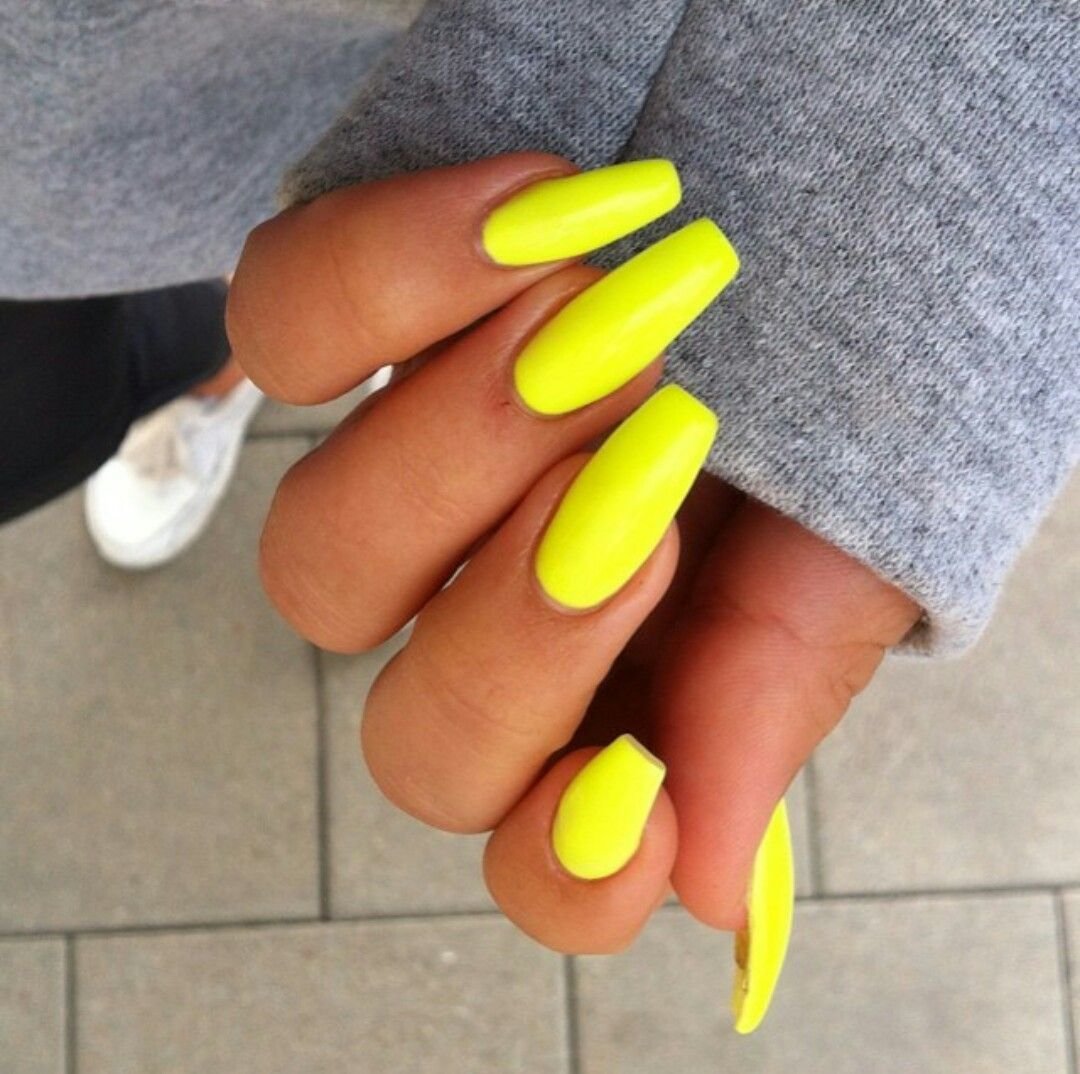 Кислотные Желтые Ногти Дизайн