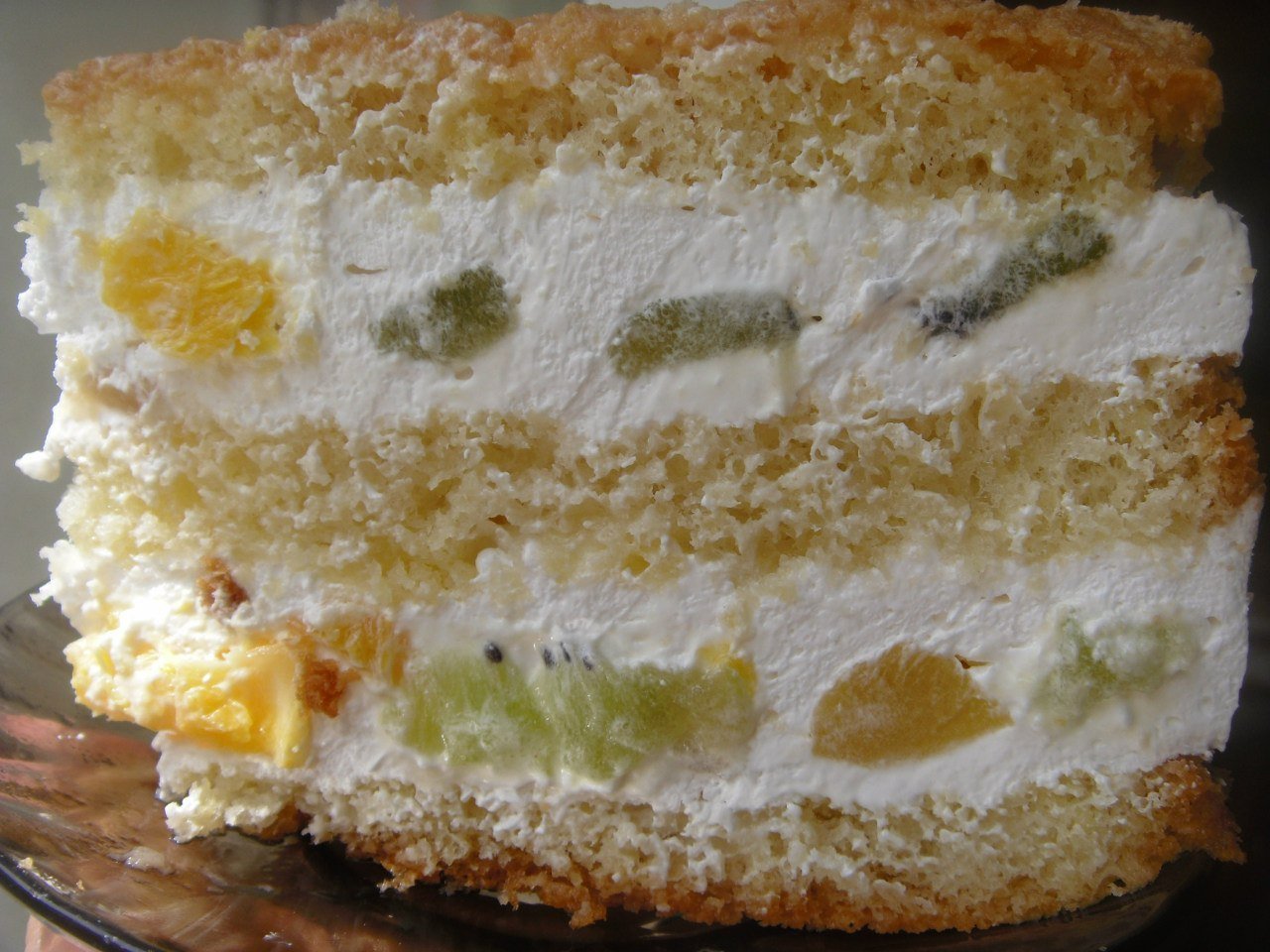 Торт бисквитный с фруктами с творожным кремом рецепт с фото