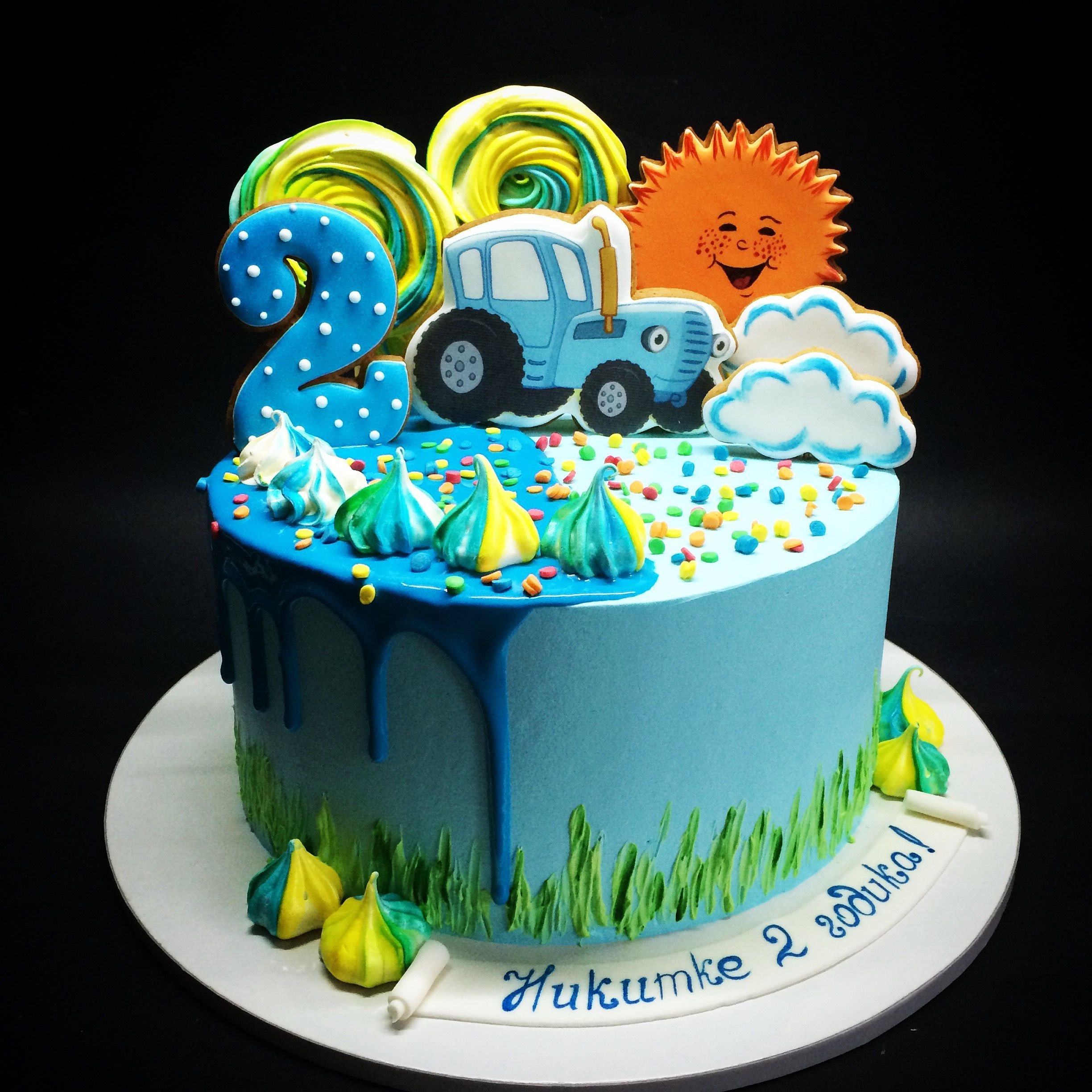 Торт на 3 годика мальчику синий трактор