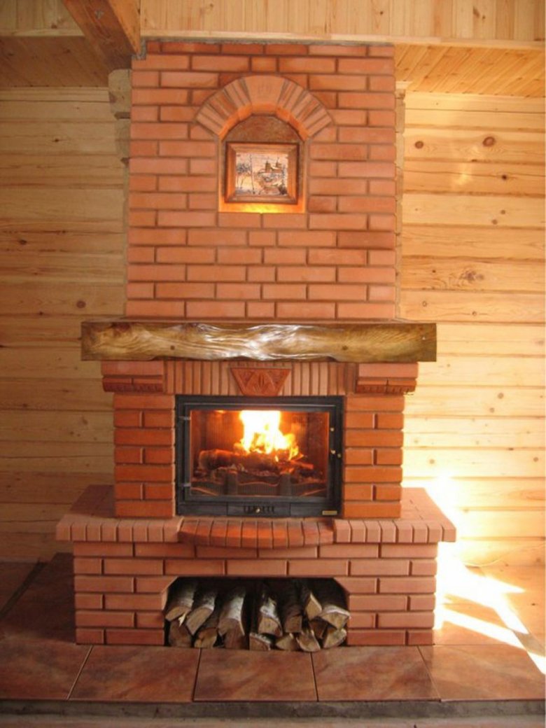 Интерьер деревянный дом чугунная печь