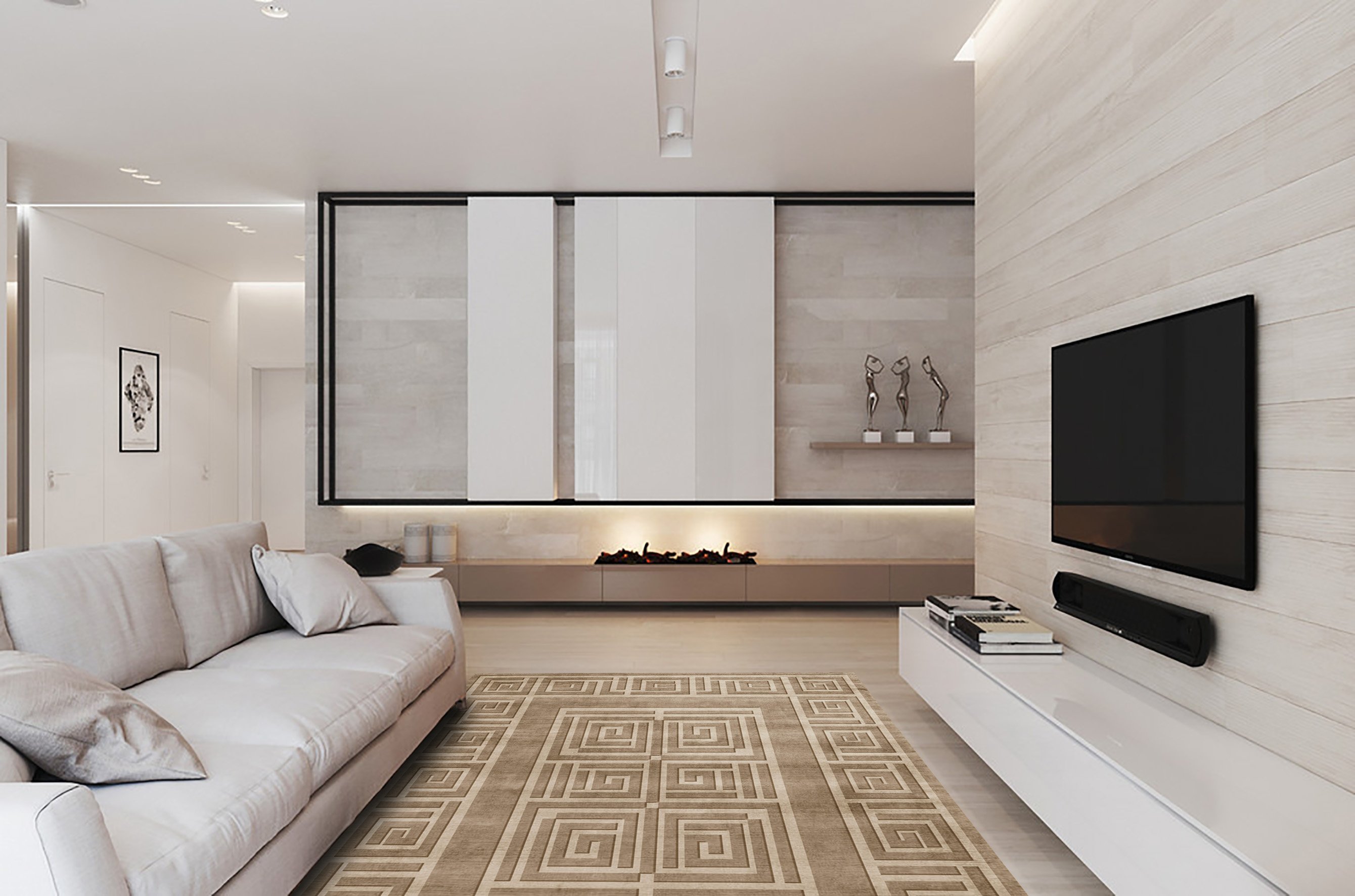 Дизайн гостиной в стиле минимализм в светлых тонах фото