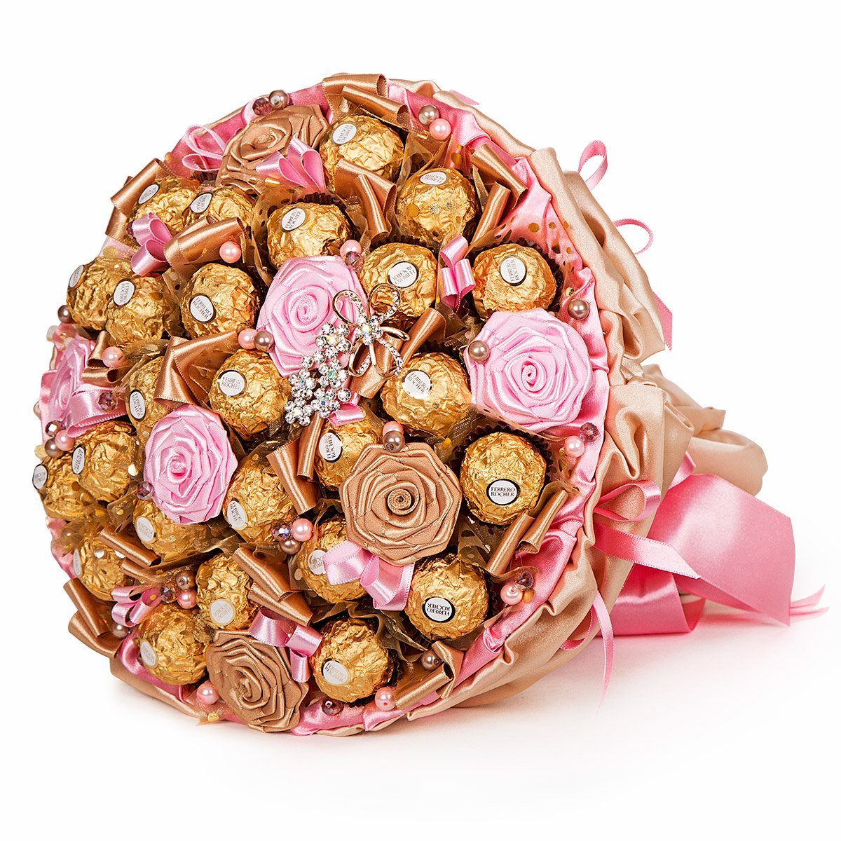 Подарочный букет на день рождения. Букет из Ферреро Роше и роз. Букет из сладостей. Букет конфет. Красивые букеты из конфет.