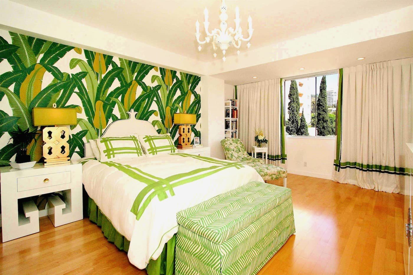 Дизайн Спальни Зеленые Обои Фото