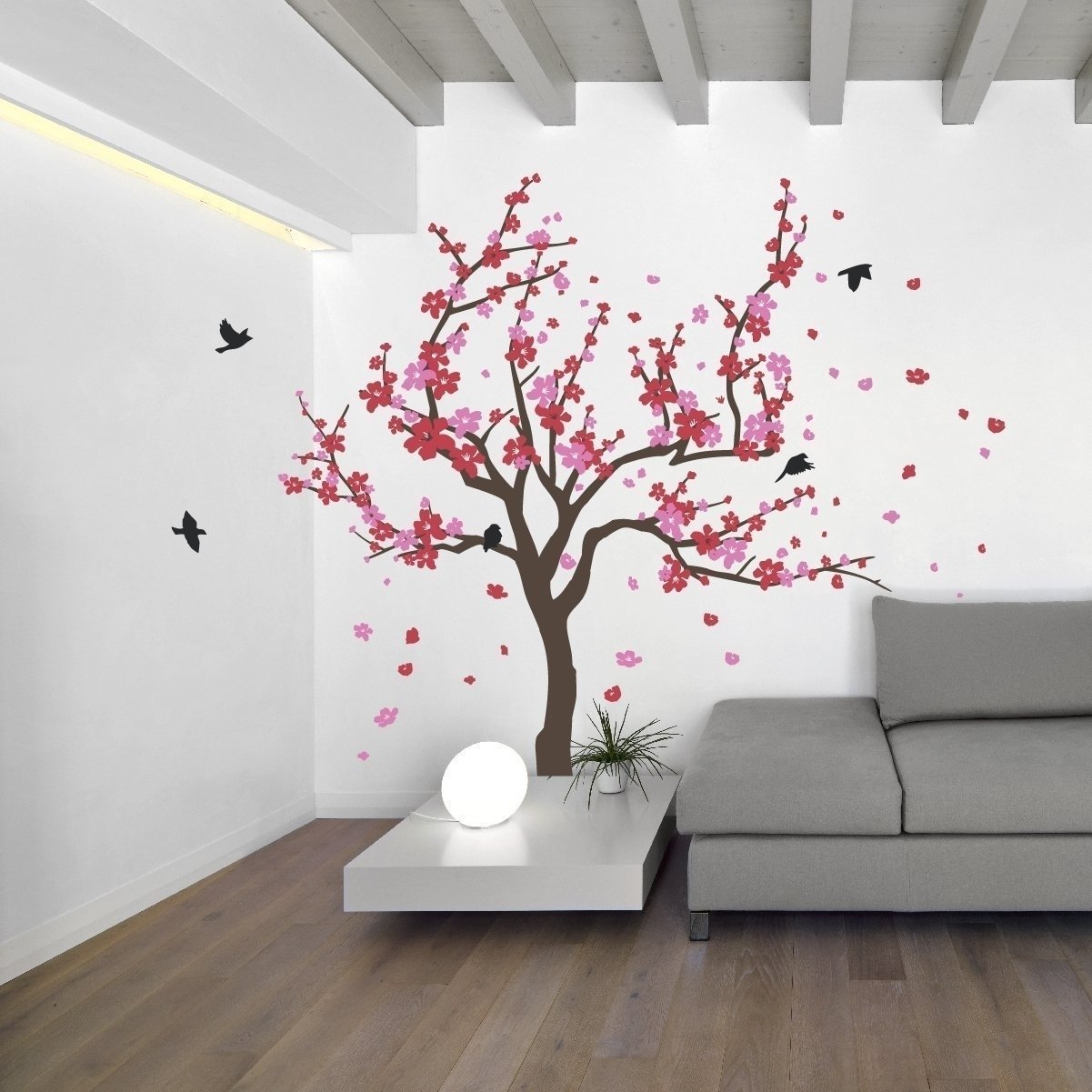 Стиль сакура. Дерево в интерьере. Дерево на стене. Роспись стен дерево. Декоративное дерево для интерьера.
