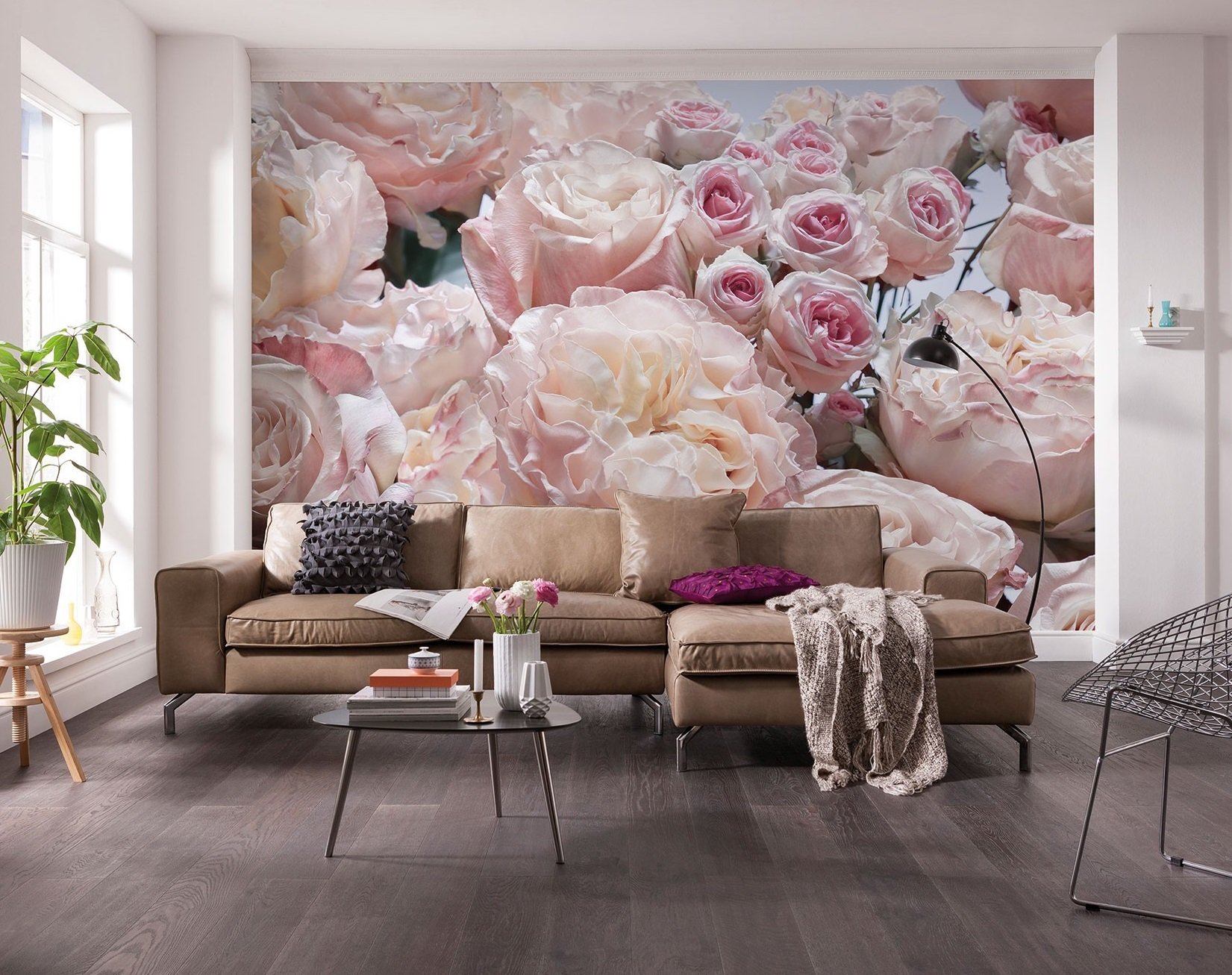 Сочетание розовых обоев с другими цветами в интерьере
