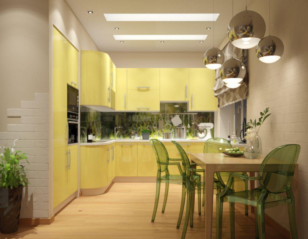 Кухня бледно желтого цвета