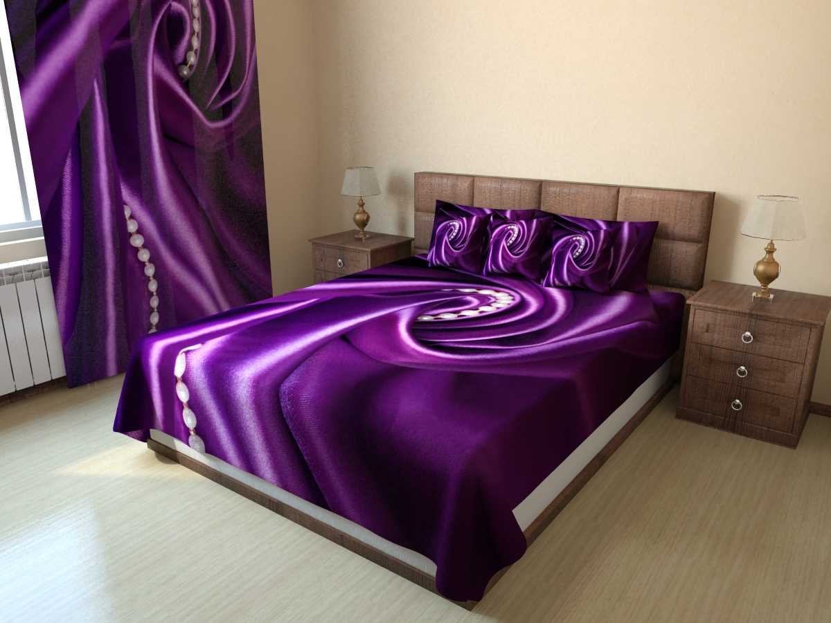 Покрывало фиолетовое на кровать