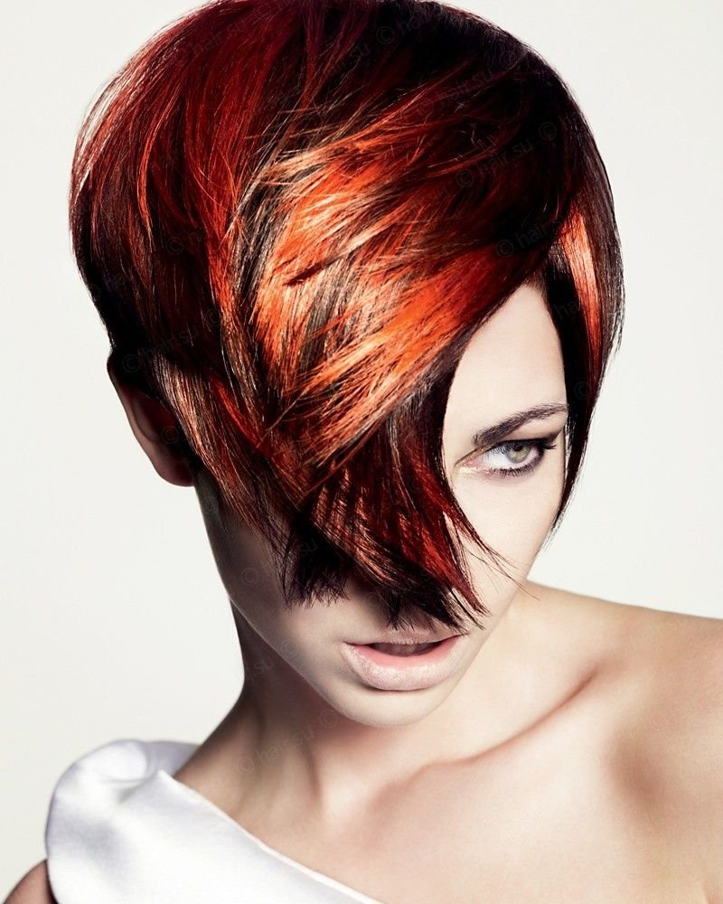 Креативная покраска на рыжих волосах