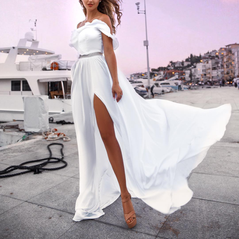 Белое платье пол