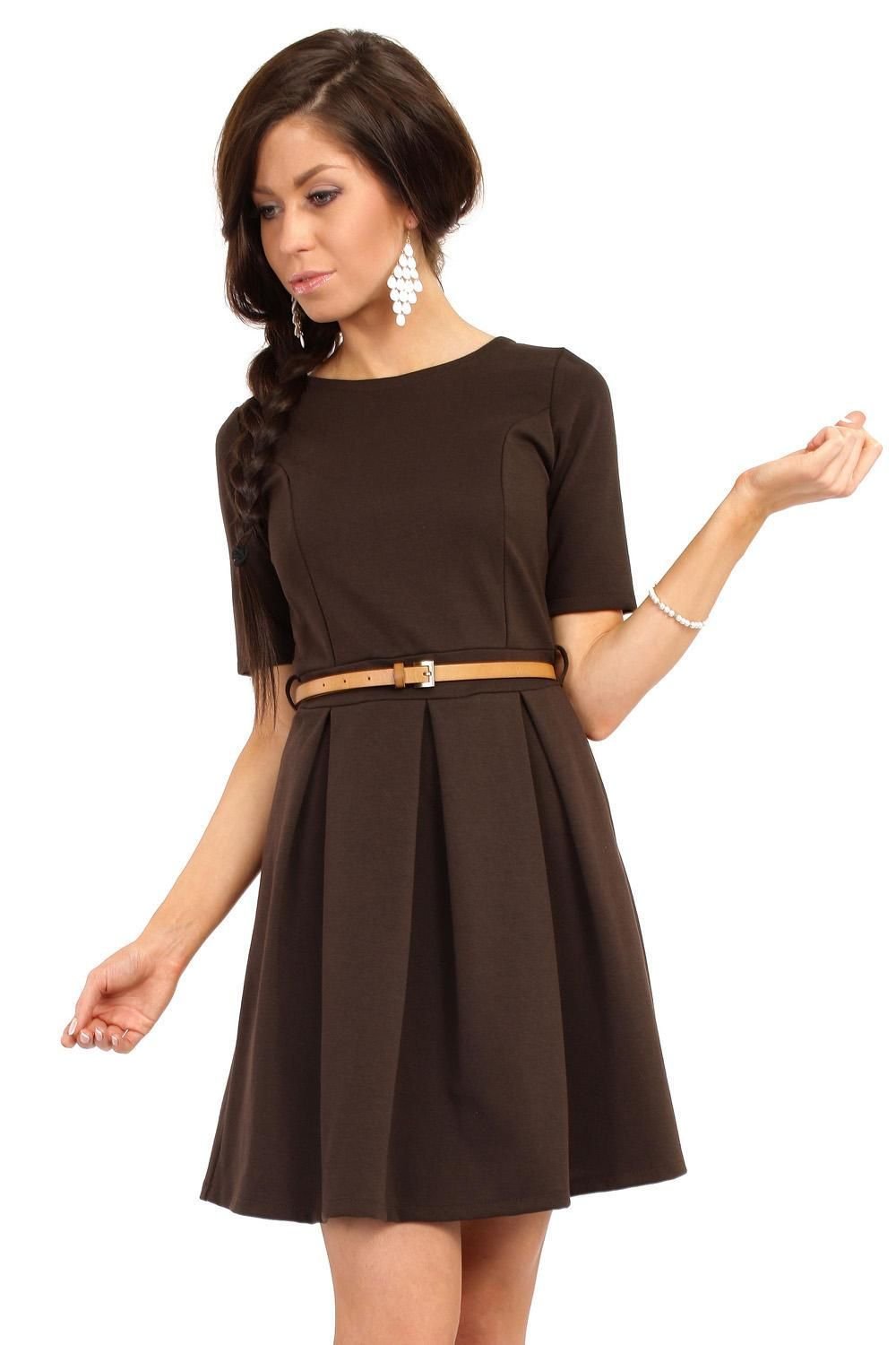 Черно коричневое платье