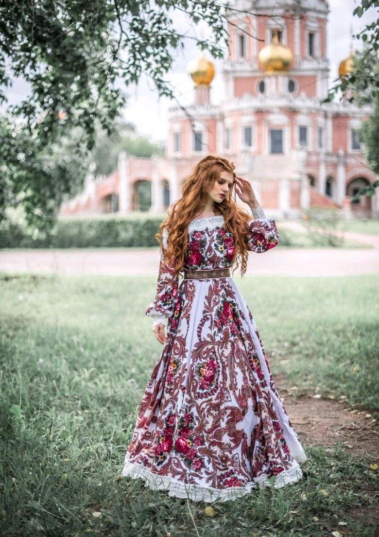 Платье в русском стиле (144 фото)