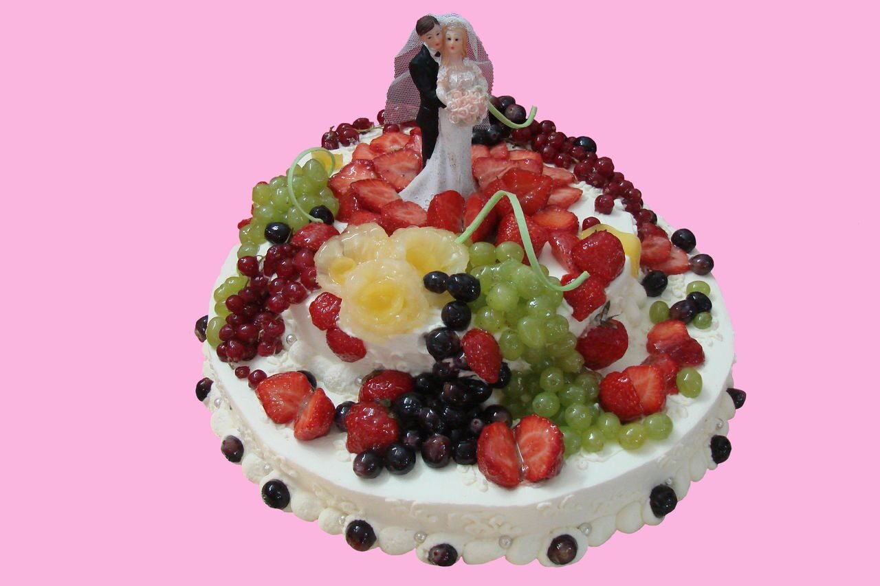 Тортик свадебный одноярусный с фруктами