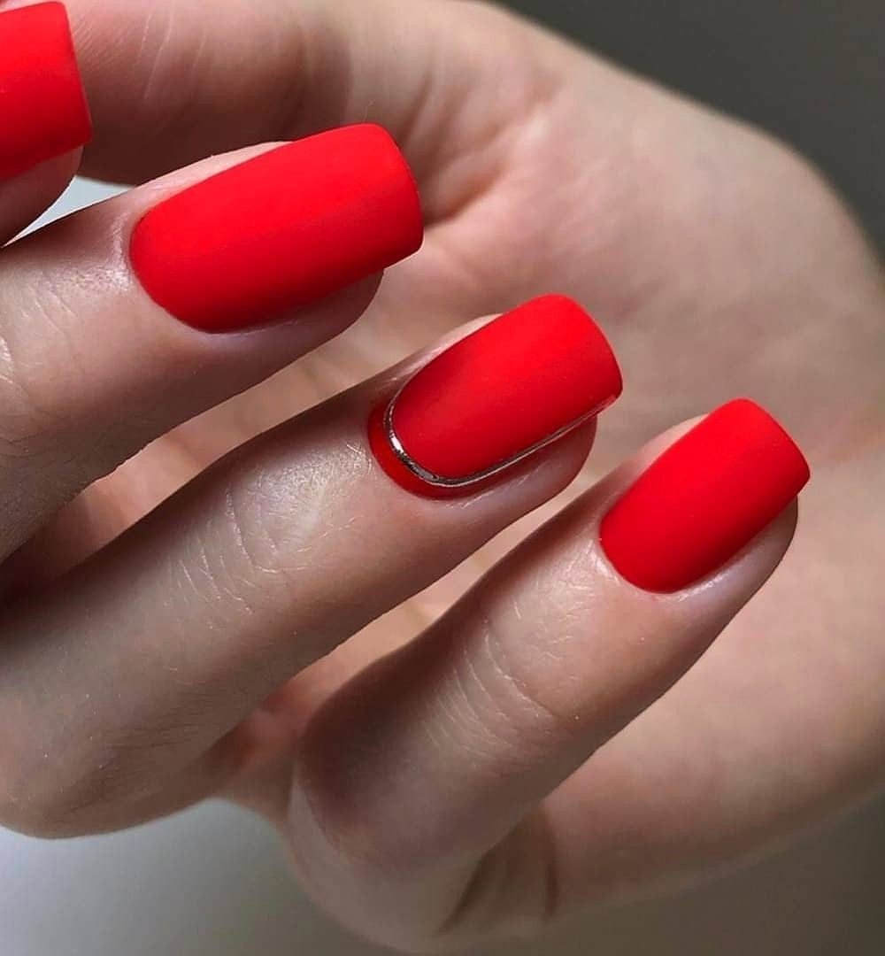 Красные Квадратные Ногти Дизайн Фото