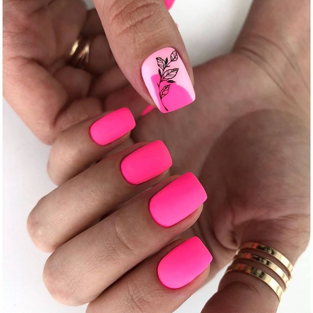 Дизайн ногтей летний розовый (54 фото) .