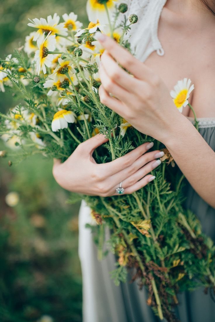 Фото рука в руке с цветами