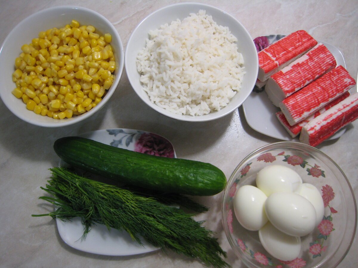 Крабовый салат Ингредиенты