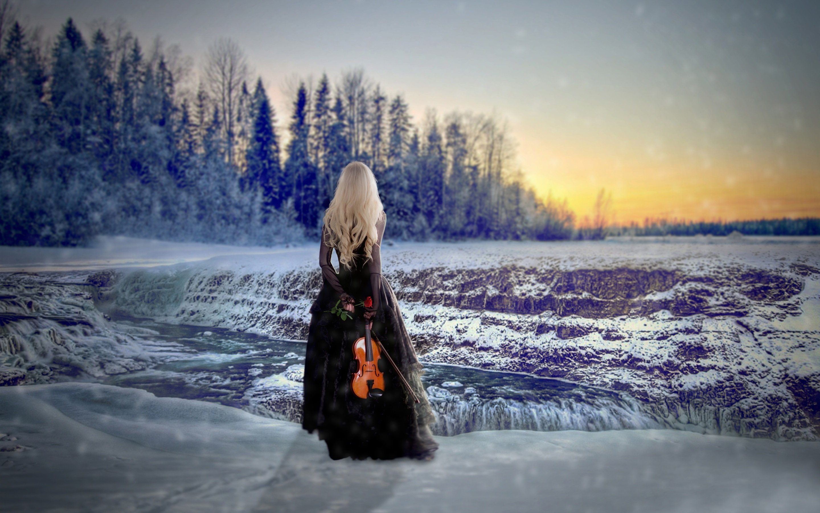 Девушка на зимнем пейзаже