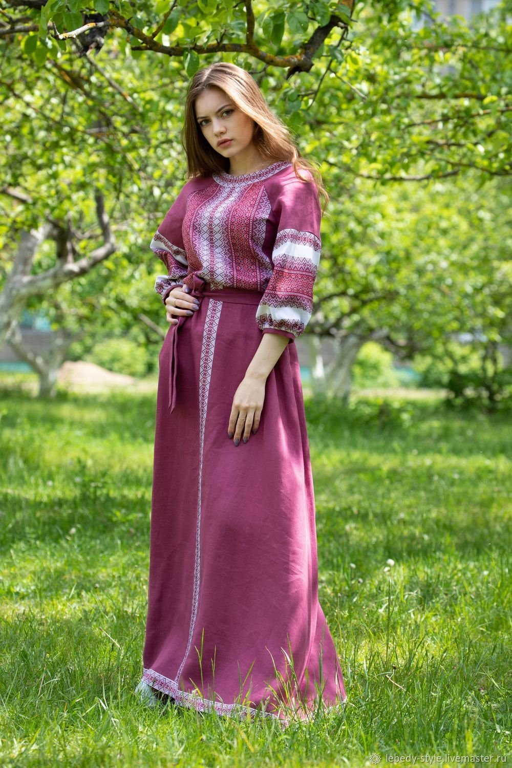 Современные платья в русском стиле (77 фото)