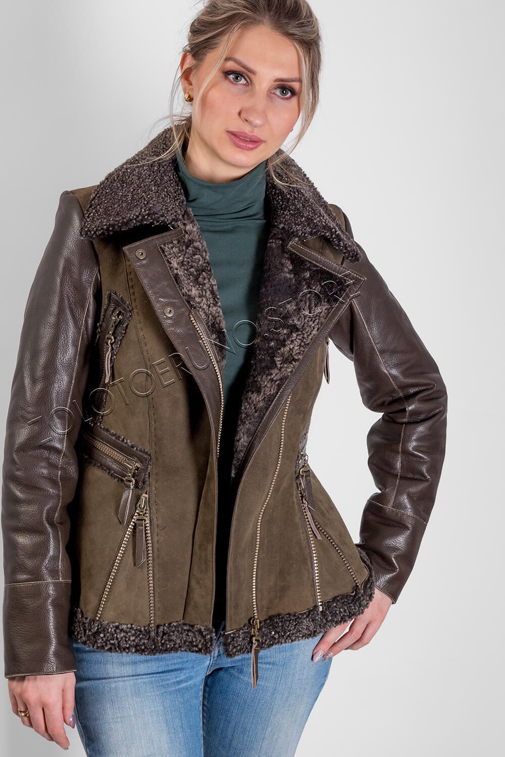 Комбинированные кожаные куртки женские