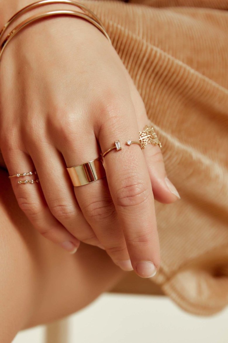 Кольцо золотое женское на пальце