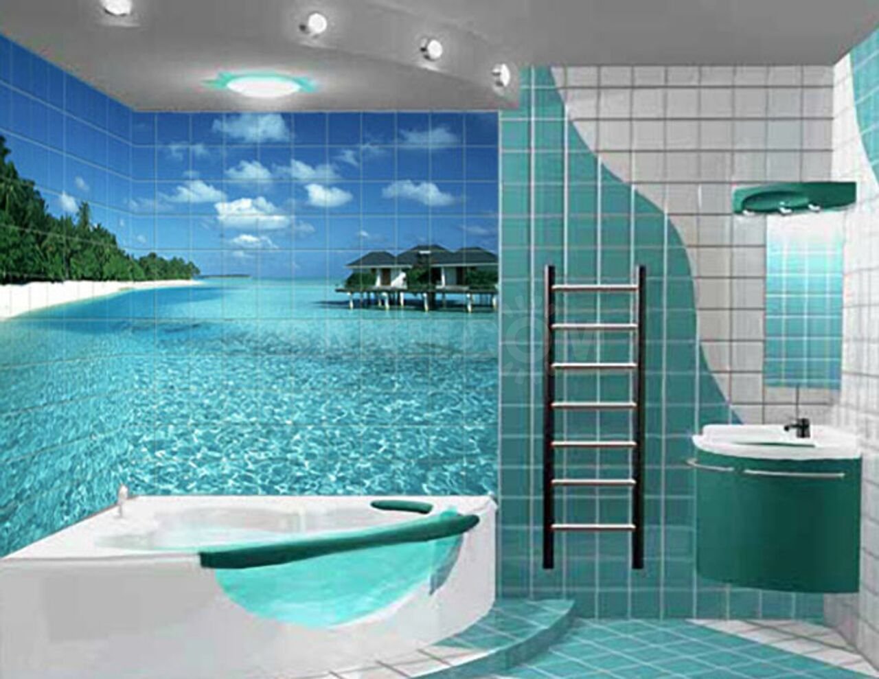 ванная комната в стиле пляжа