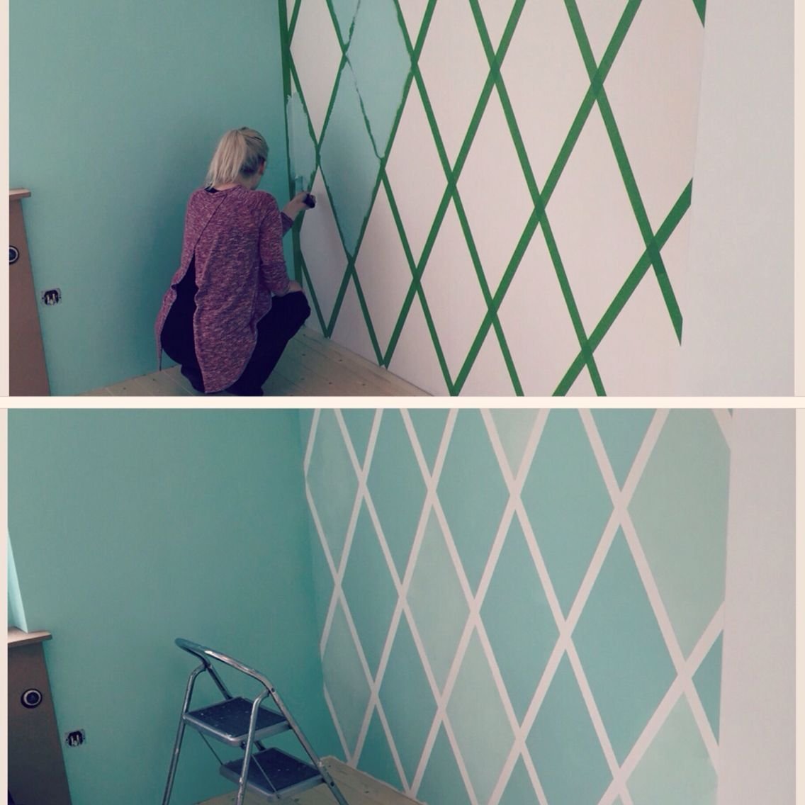 Штукатурка скотчем. Геометрический узор на стене. Геометрические узоры на стене краской. Декор стен с помощью малярного скотча. Геометрия на стене краской.