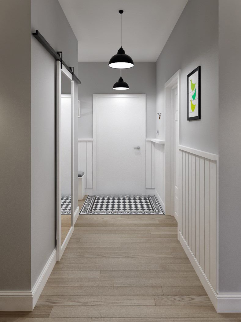 коридор в светло серых тонах фото дизайн