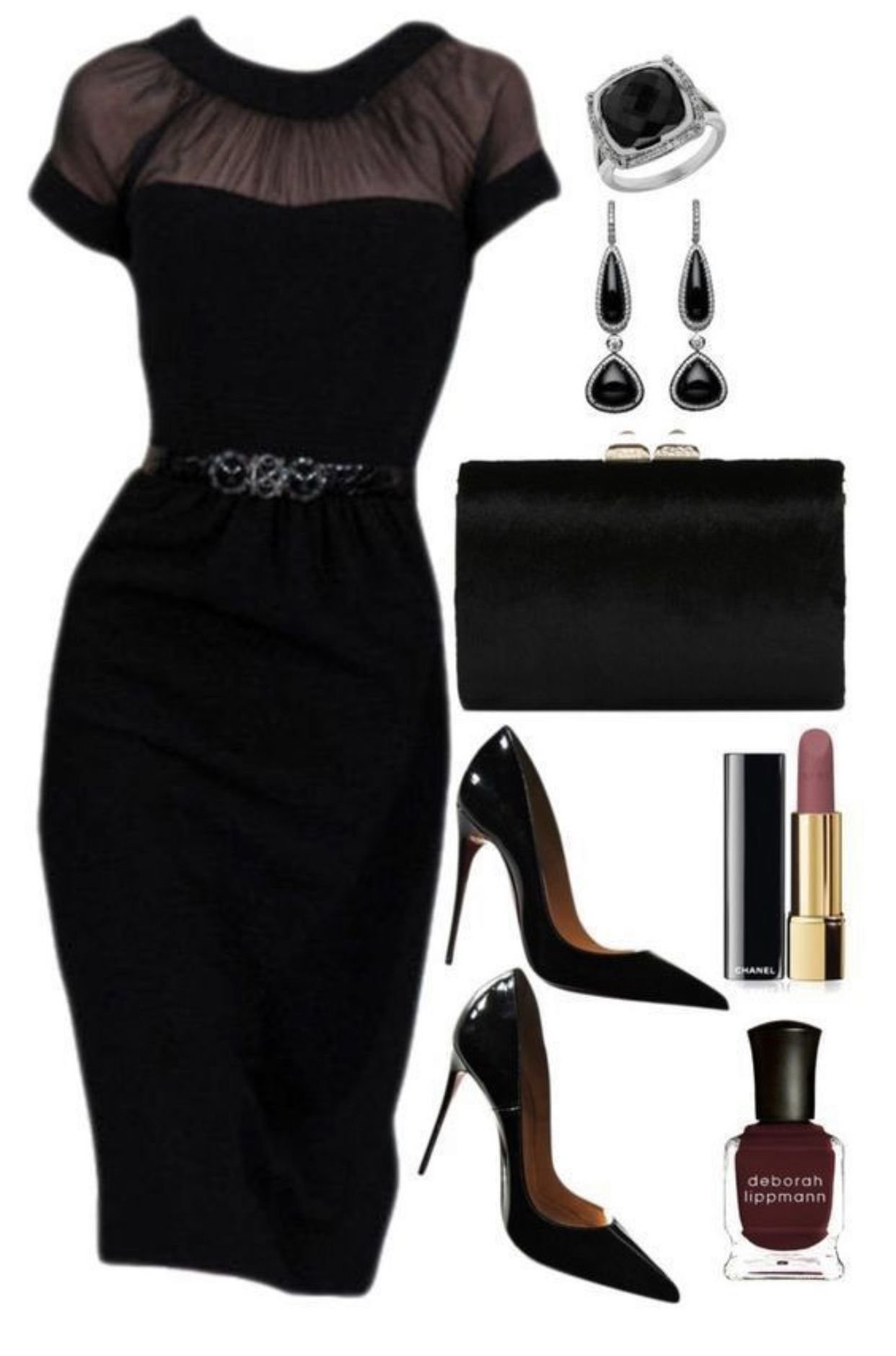 Вечерний образ с черным платьем