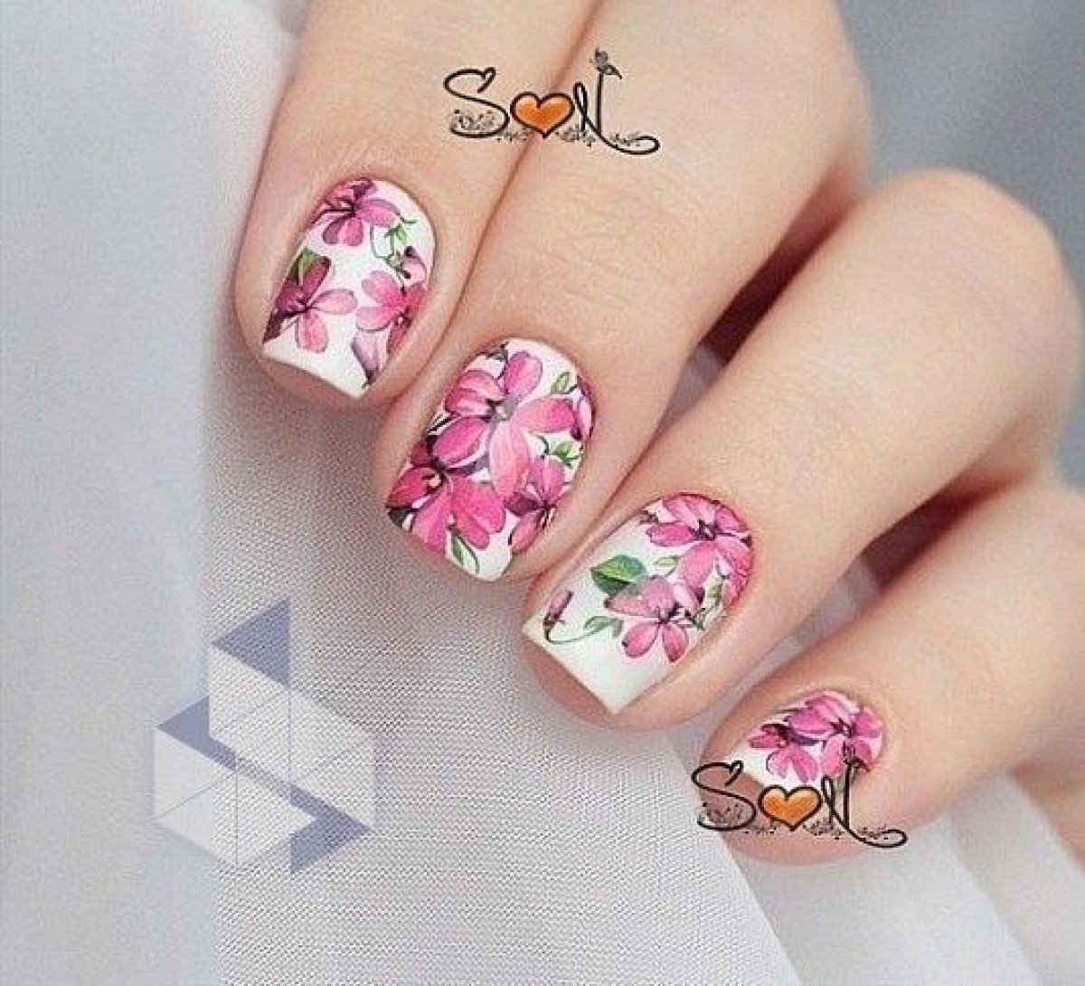 Весенние ногти с цветами. Цветы на ногтях. Цветочный маникюр. Весенние ногти.