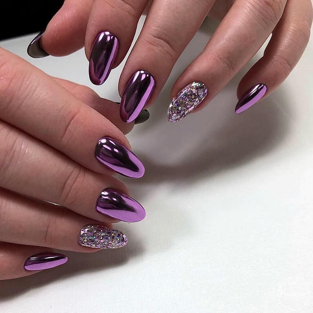 Наращивание ногтей фиолетовый