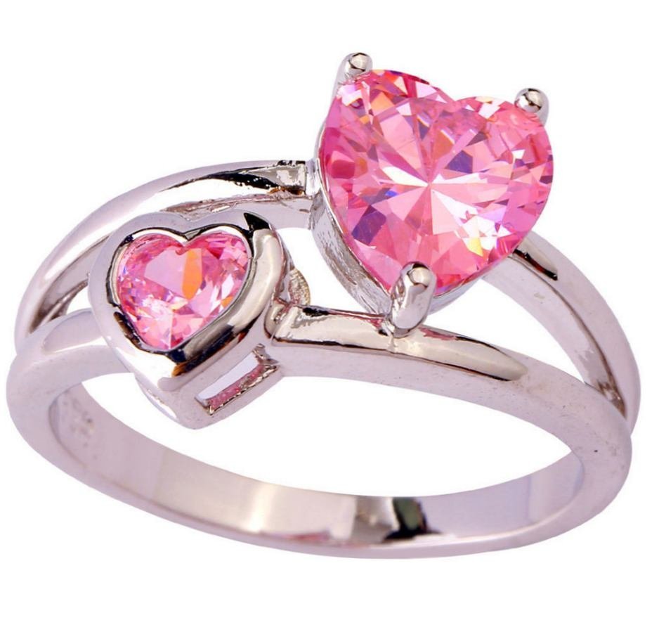 Кольцо с розовым сердцем