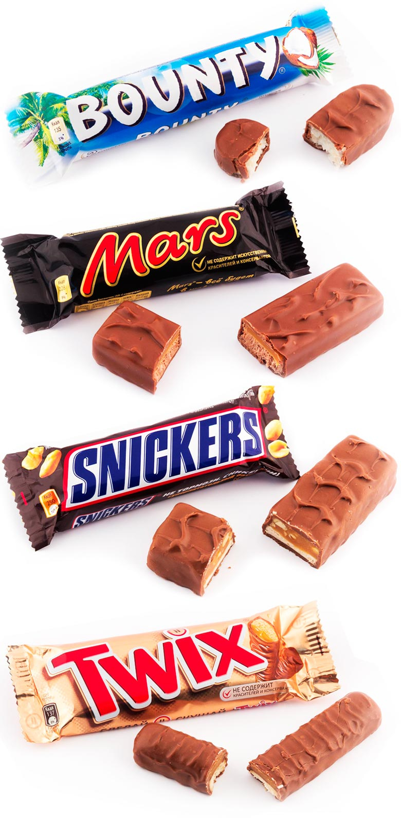 Шоколадные батончики Mars snickers Twix