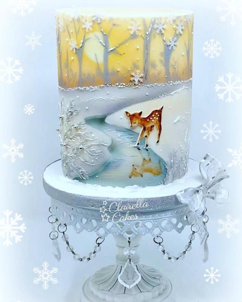Зимний рисунок на торте
