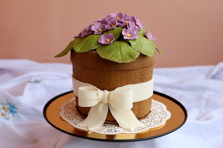 Торт горшок с цветами