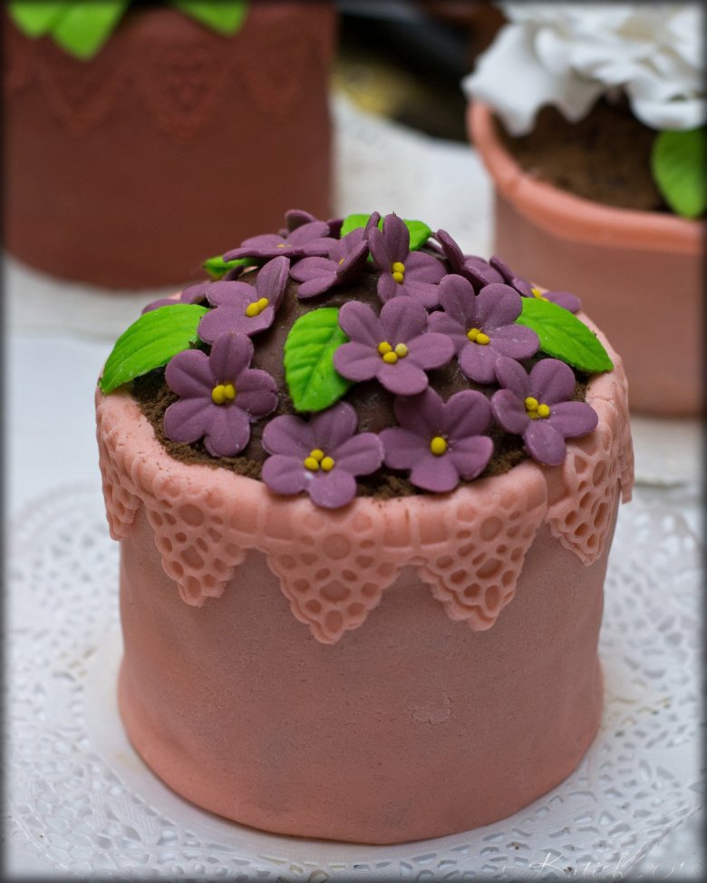 Торт цветочный горшок