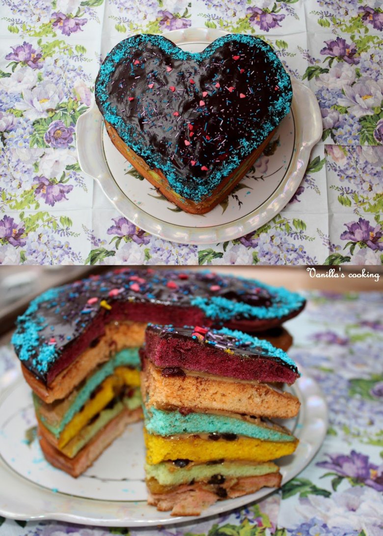 Торт бисквитный разноцветный