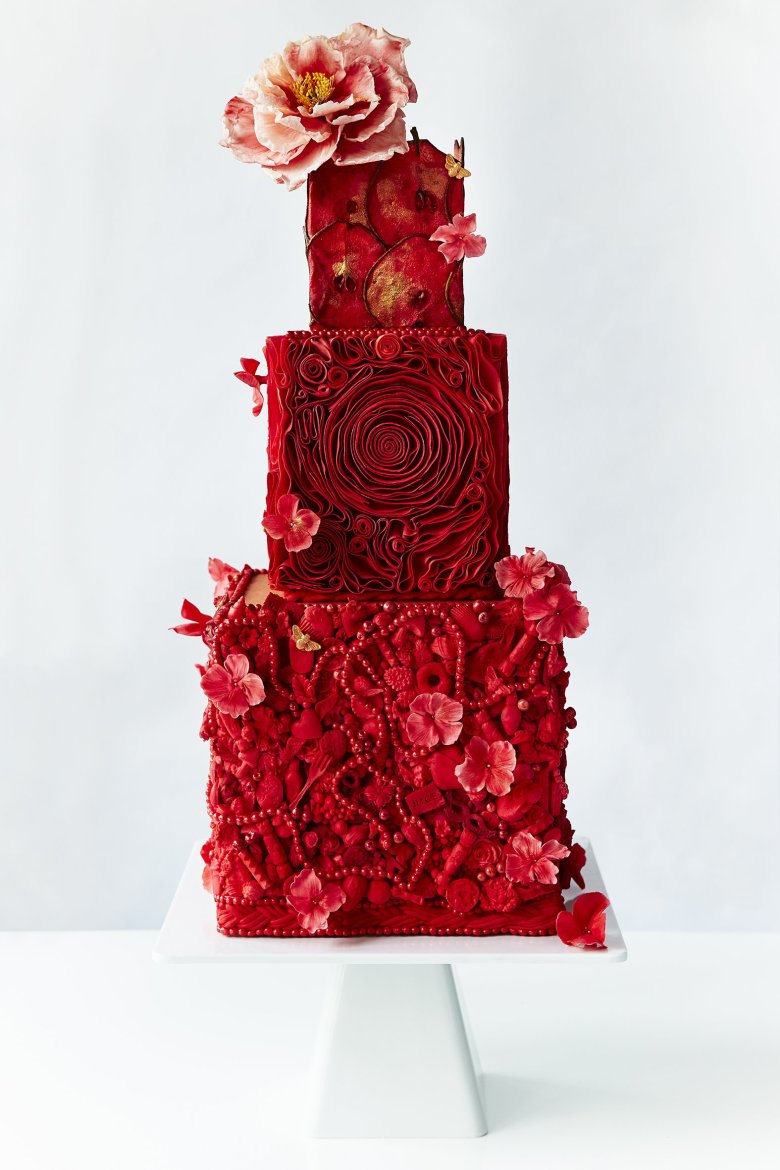 Красное свадебный торт необычный