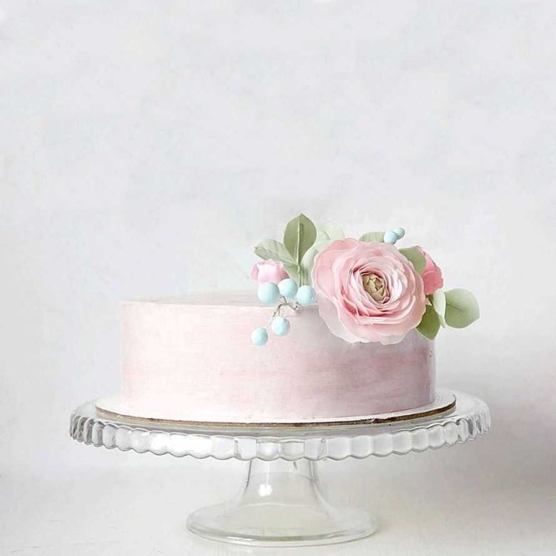 Свадебный торт одноярусный розовый