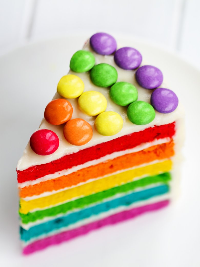 Украшение торта разноцветными драже