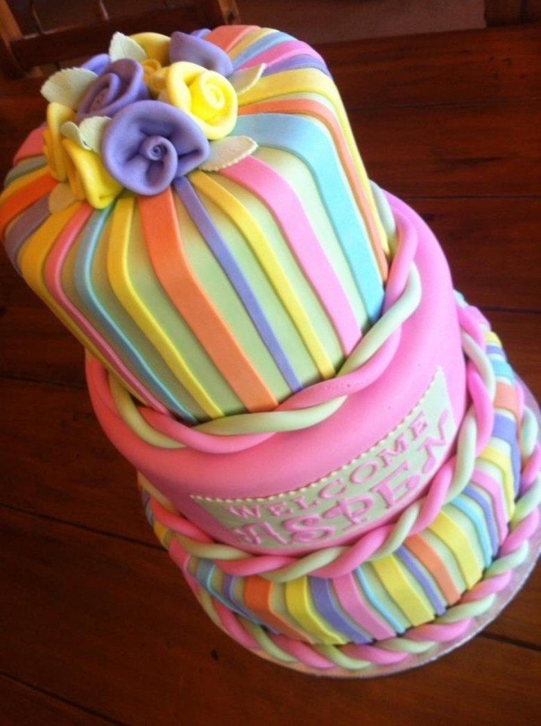 Торт с разноцветной мастикой