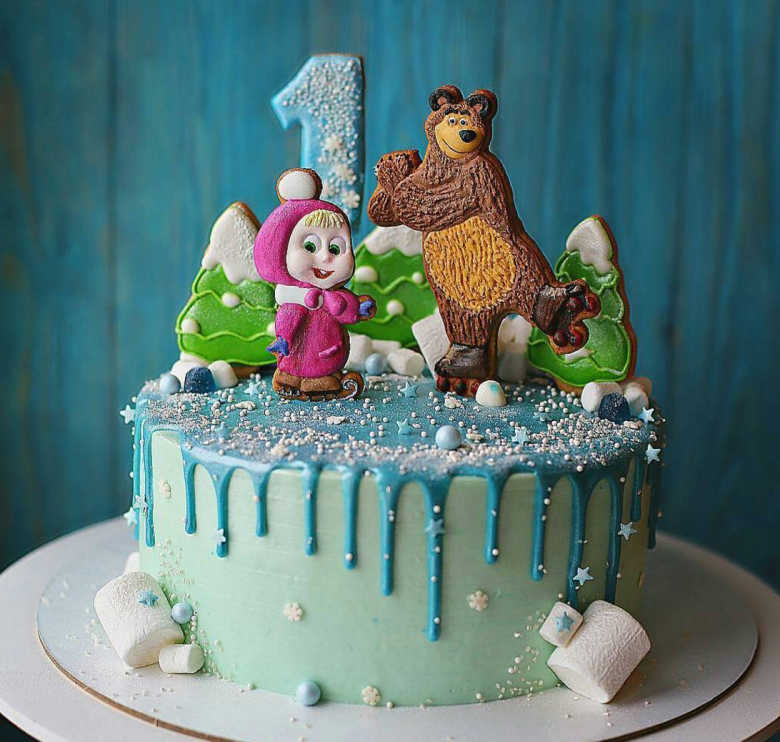 Торт Маша и медведь мальчику на 1 годик