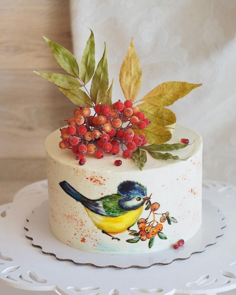 Осенние птицы на тортике
