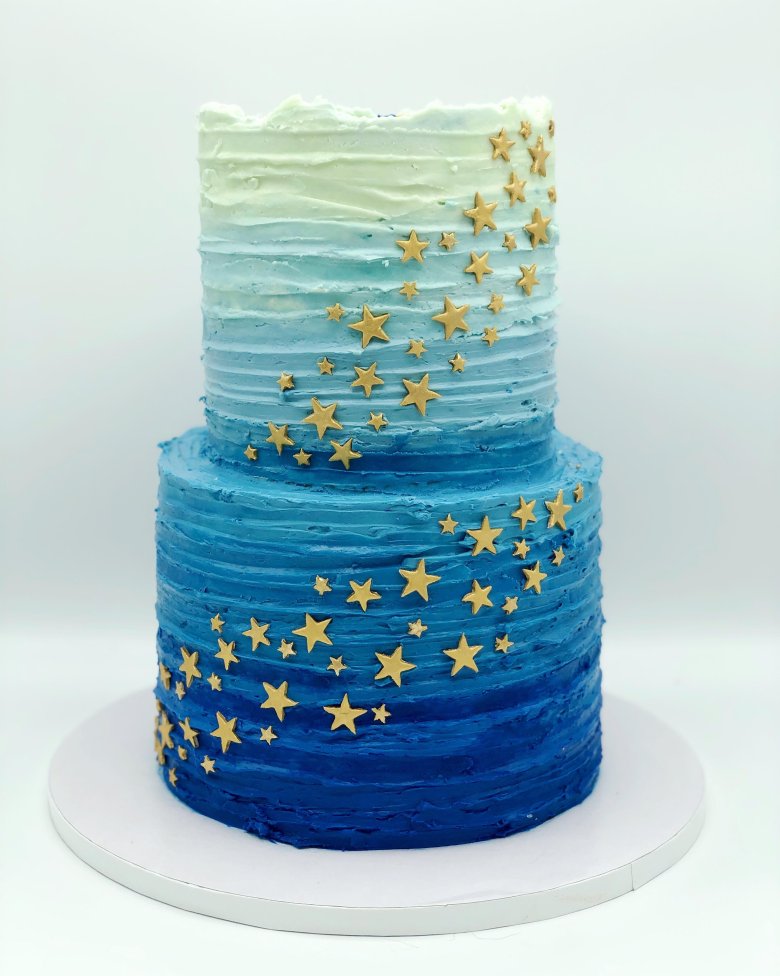Торт золотой с голубым