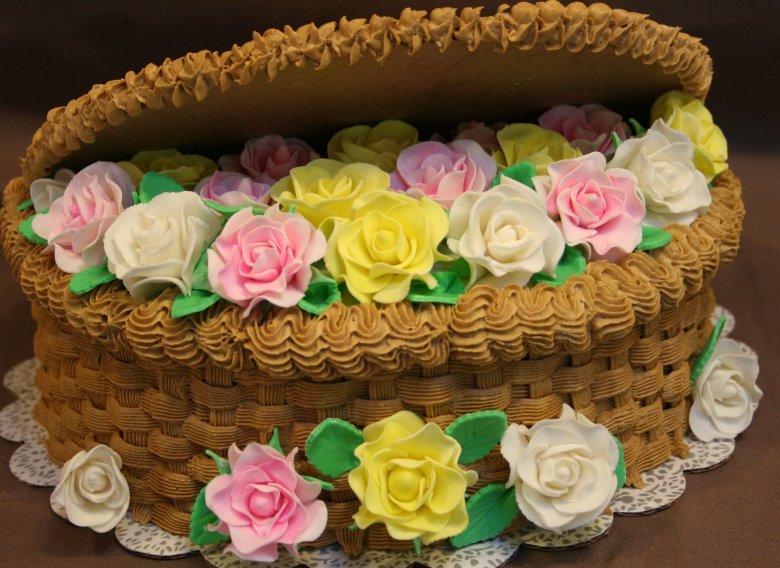 Торт корзинка с цветами