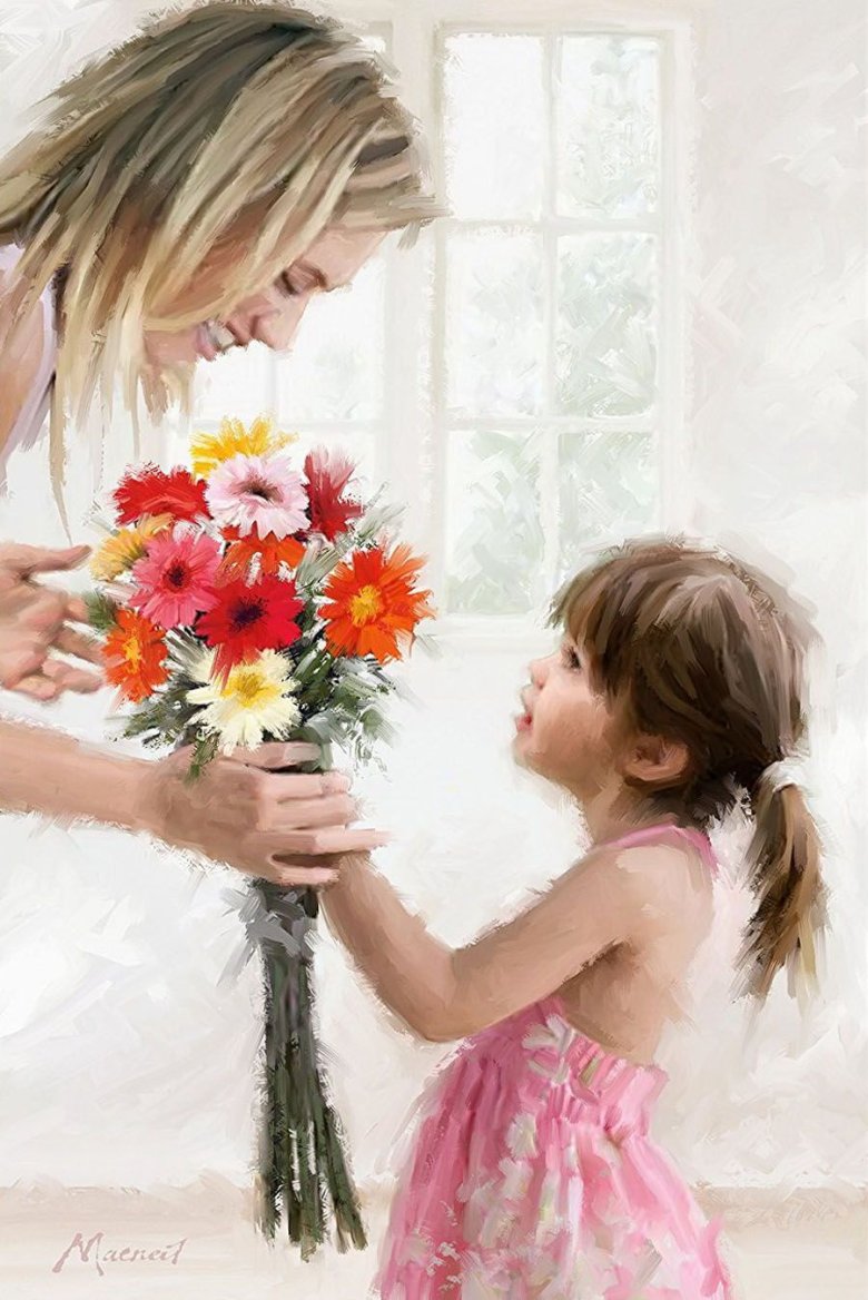 Мама нежные картинки. Ребенок дарит цветы маме. Цветы для мамы. Цветы маме на день рождения. Цветы для детей.