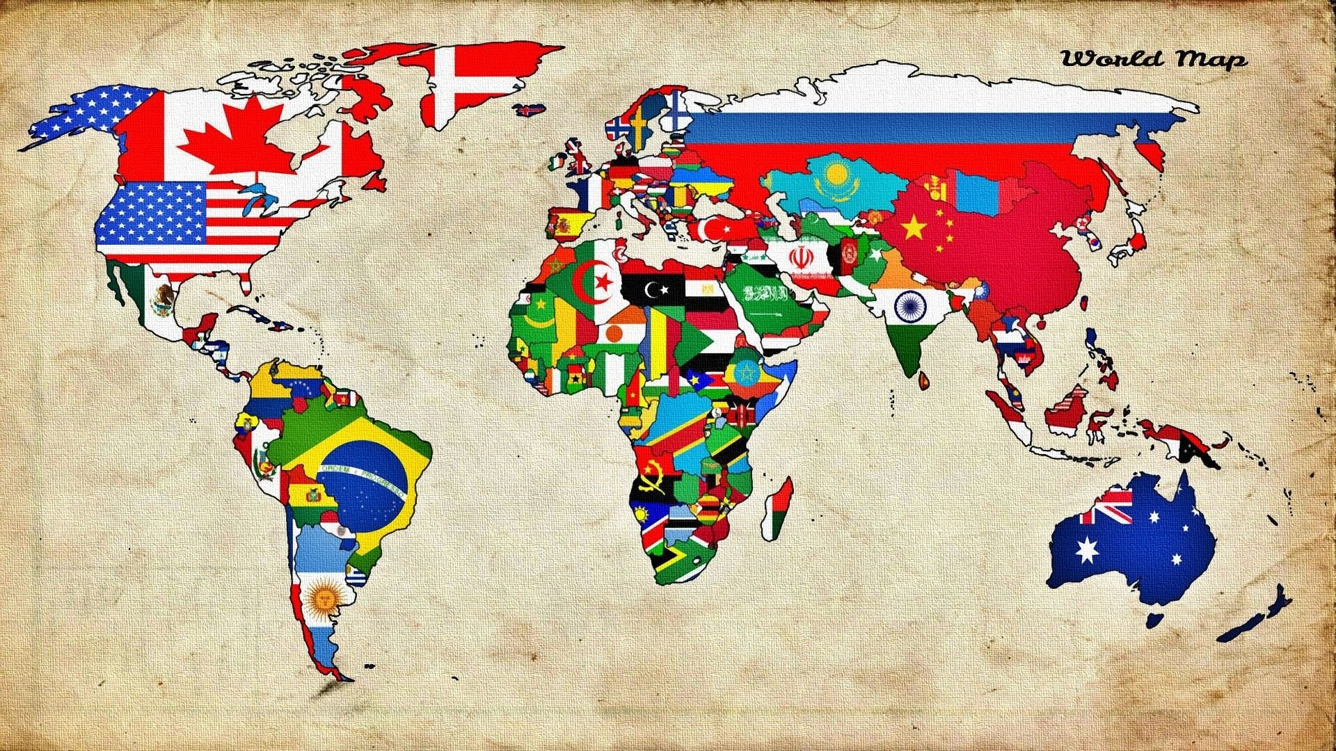 Карта мира 1800 года с флагами