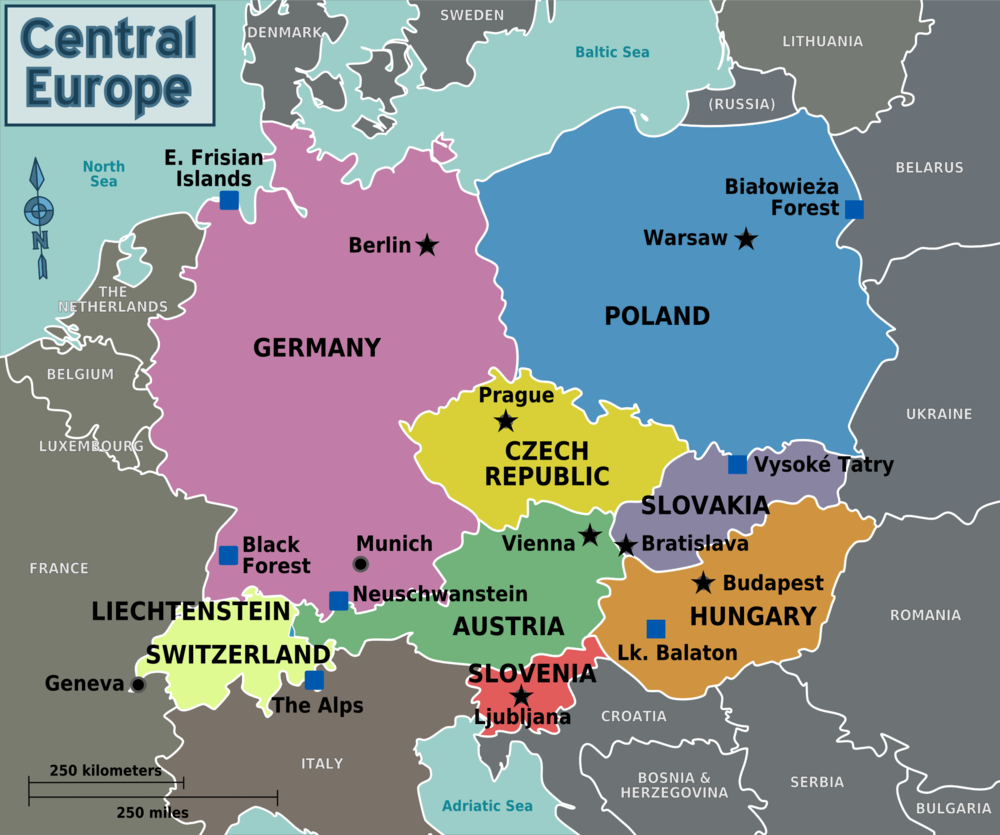 Карта центральной Европы со странами. Польша Чехия Словакия страны Балтии карта. Чехия в центре Европы на карте. Границы государств центральной Европы. Центральный европеец
