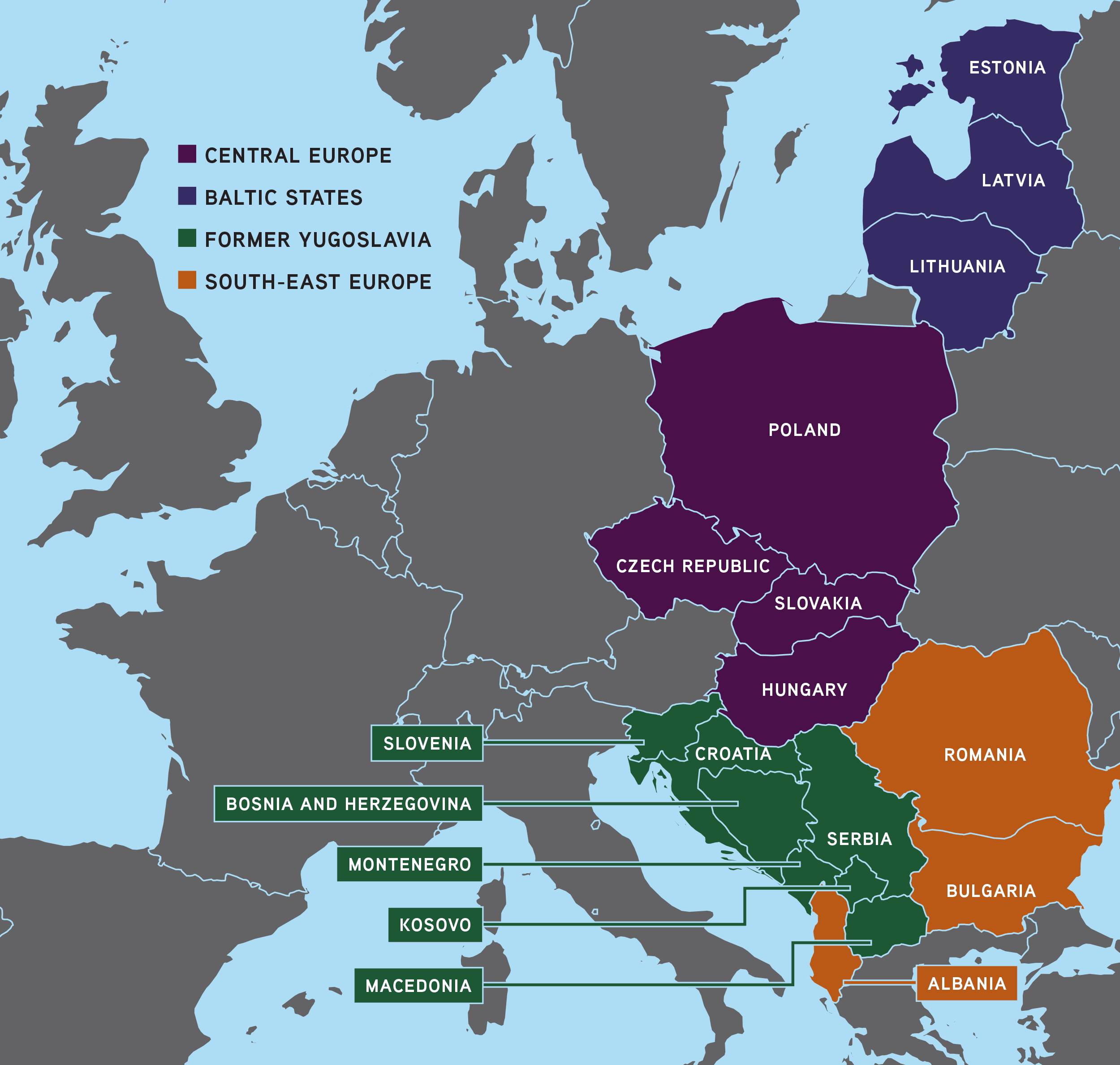 Of the countries of central. Eastern Europe Countries карта. Центральная Европа. Страны центральной и Восточной Европы. Центрально-Восточная Европа карта.
