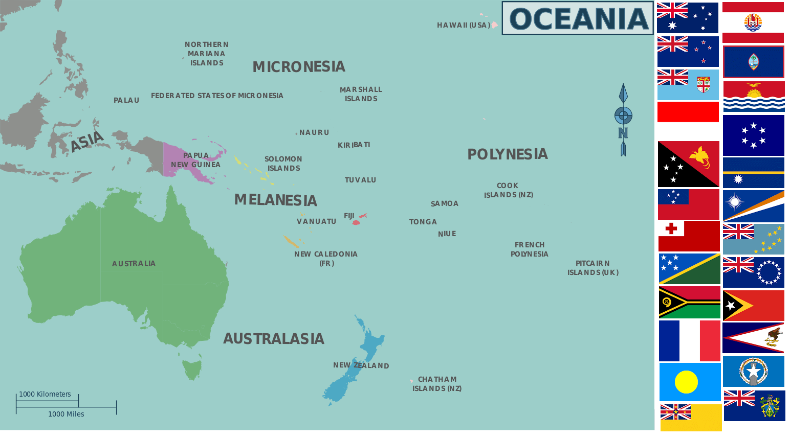 Государства австралии и океании в порядке убывания